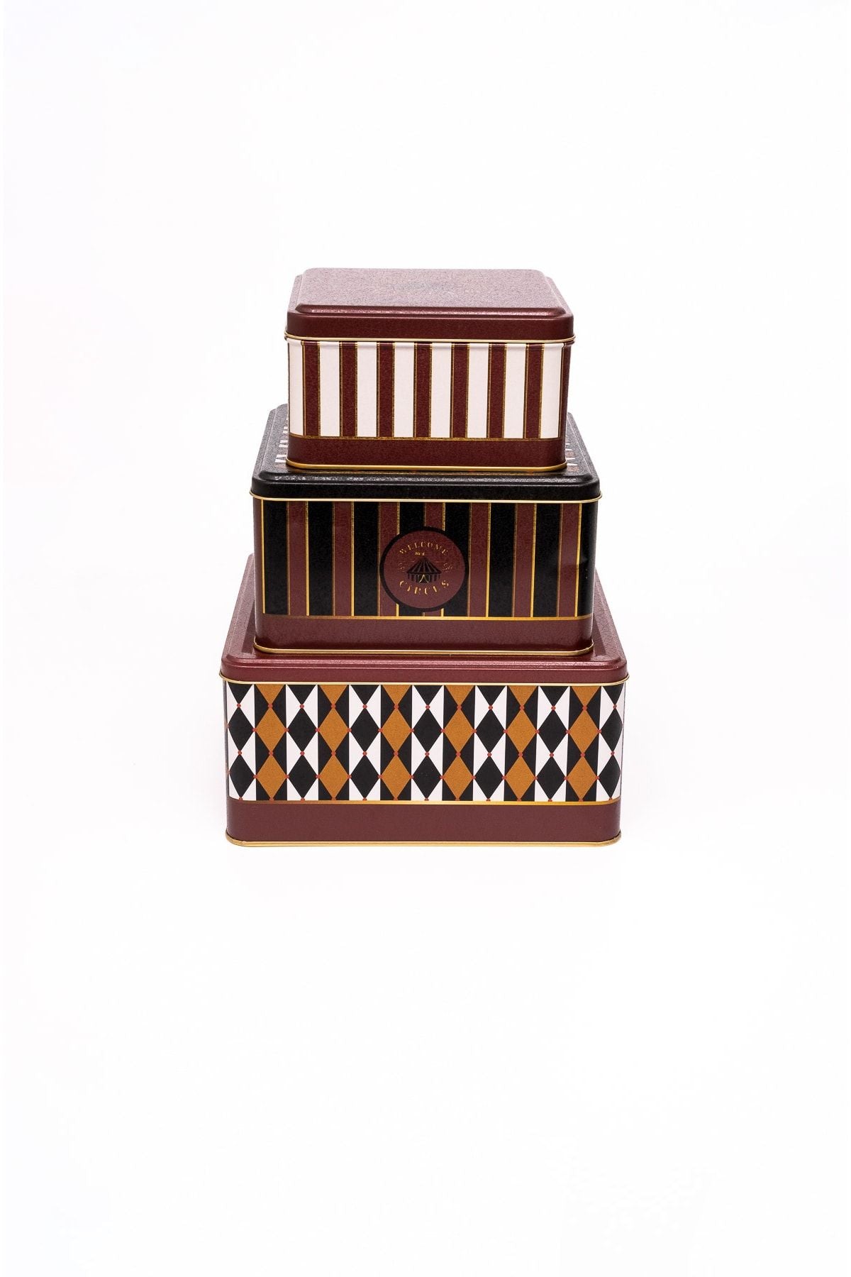 Circus Desenli Metal Saklama Kabı – Kare Organizer Set (3’lü)