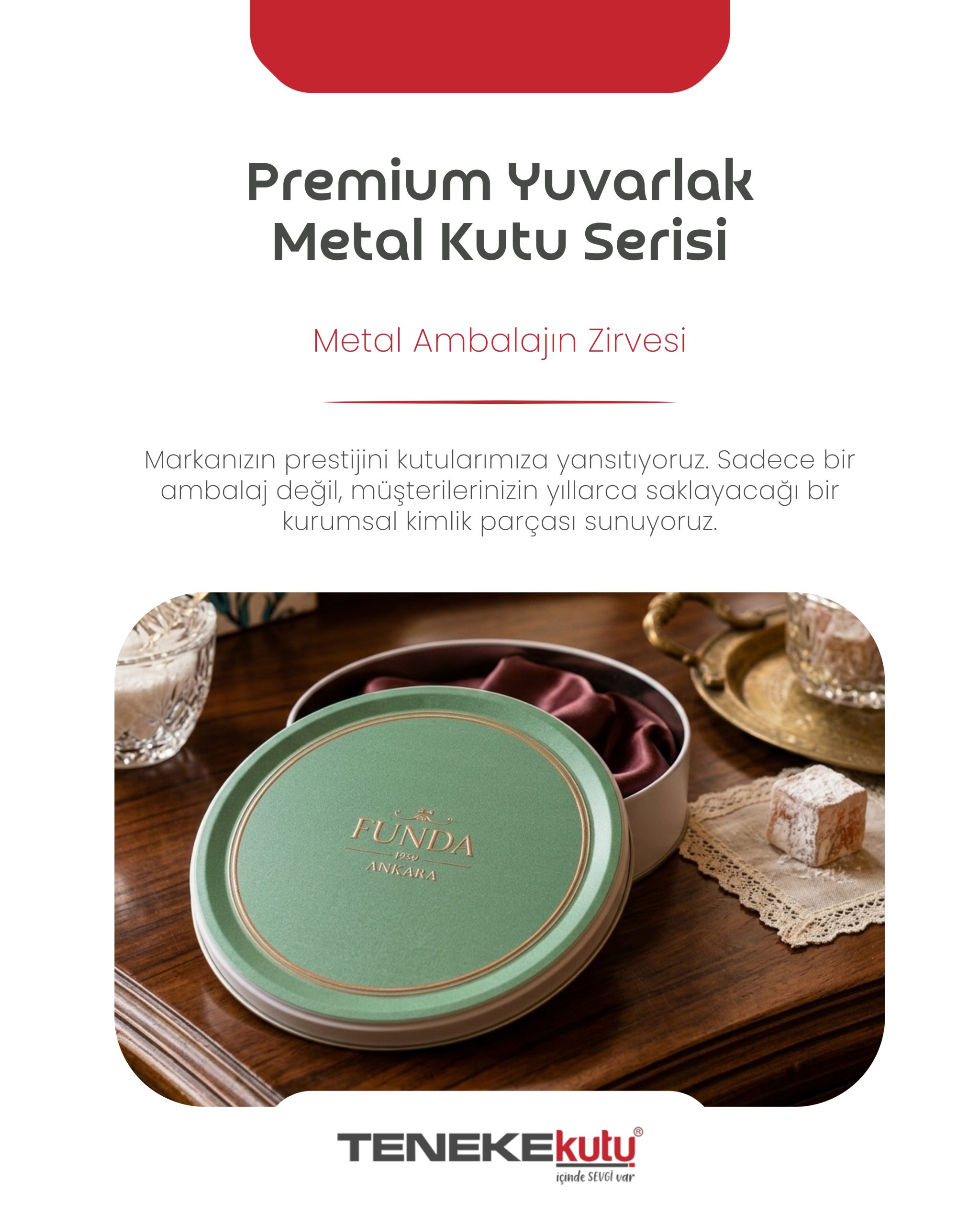 Markanızın kurumsal kimliğini metalin zarafetiyle taçlandırmak için Teneke Kutu ekibiyle iletişime geçebilirsiniz. Tasarım aşamasından baskı ve teslime kadar tüm süreçlerde yanınızdayız.